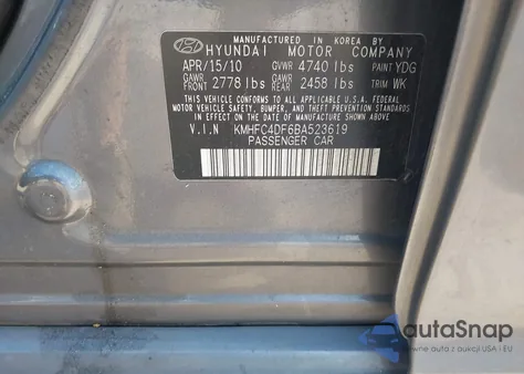 2011 Hyundai Azera Limited из США, поврежденный, VIN KMHFC4DF6BA523619